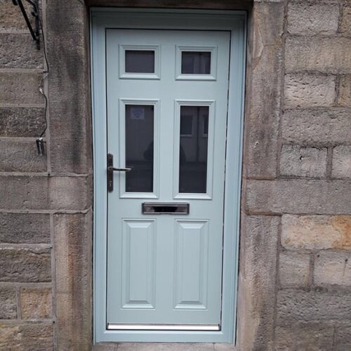 A composite flood proof door designed and installed by Lakeside Flood Solutions