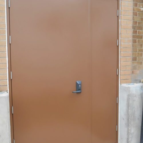 Brown steel door for business
