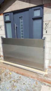 A flood barrier installed on a property in Reading, Berkshire