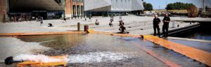 A flood control barrier installed by Lakeside Flood Solutions